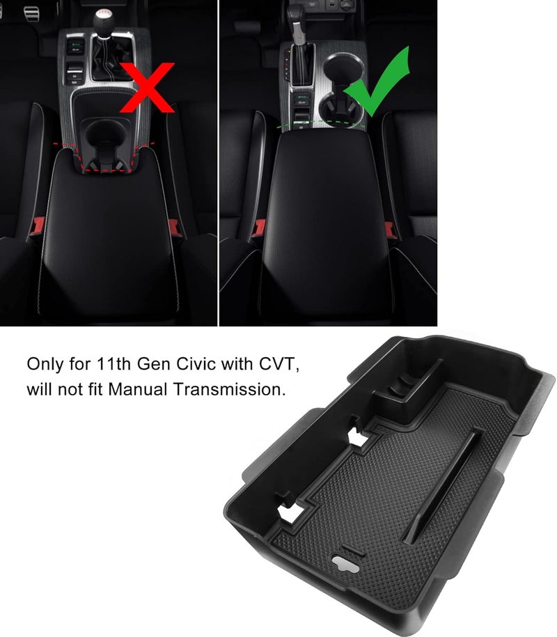 Thenice for 11th Gen Civic Armrest Storage Box Insert Tray Glove Box Organizer for Honda Civic 2022 2023 2024 2025 2026 with CVT - Image 4